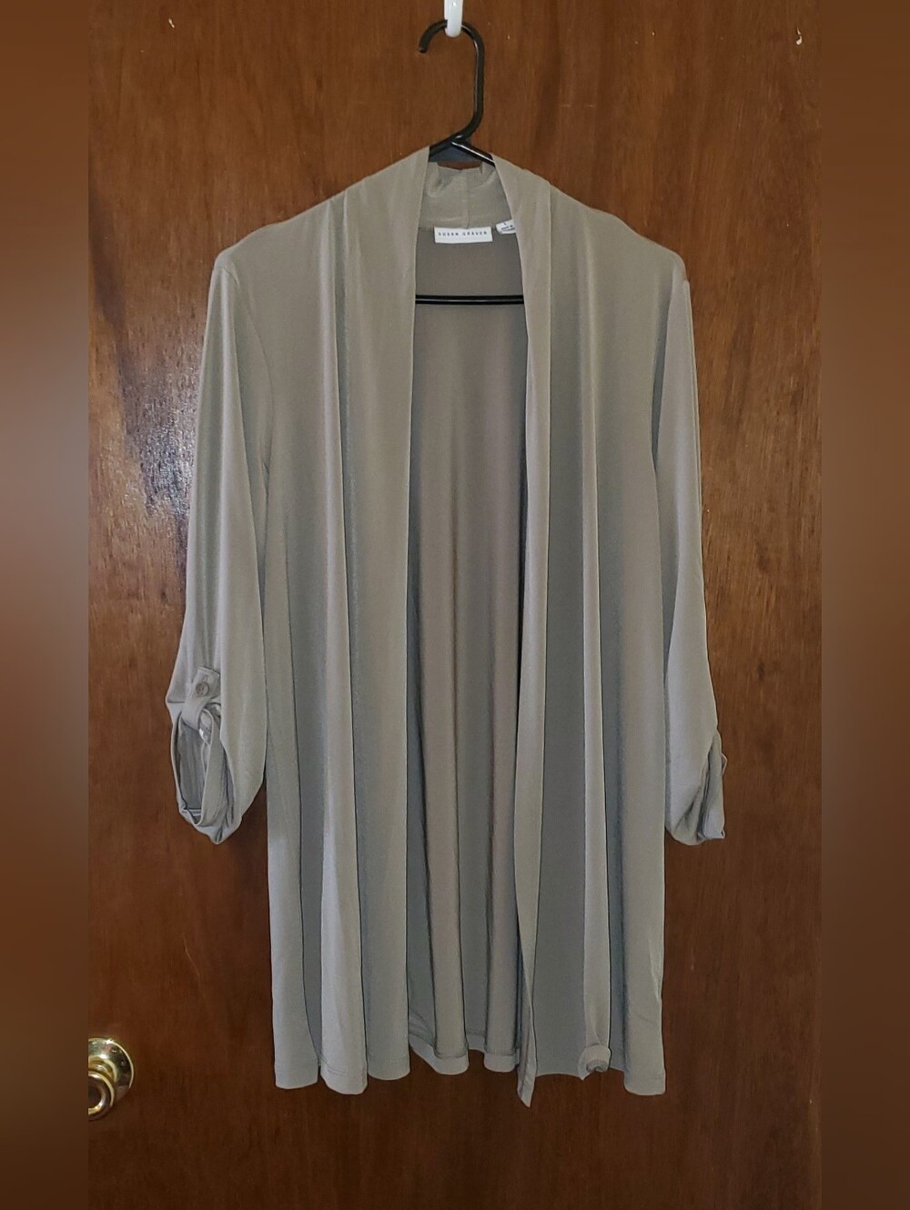 NWOT Susan Graver Liquid Knig Open Front Cardigan Sz Large